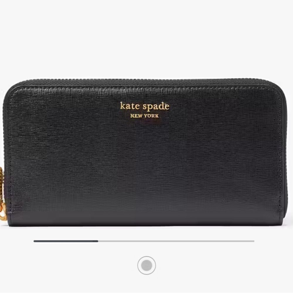 Kate Spade Black Saffino Leather Zip Around Large Wallet
